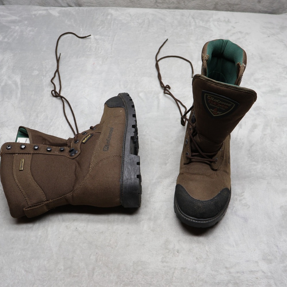 LaCrosse Men 9M Hunting Boots Brown Canvas 500 Thinsulate Hyper-Dri Work Outdoor
